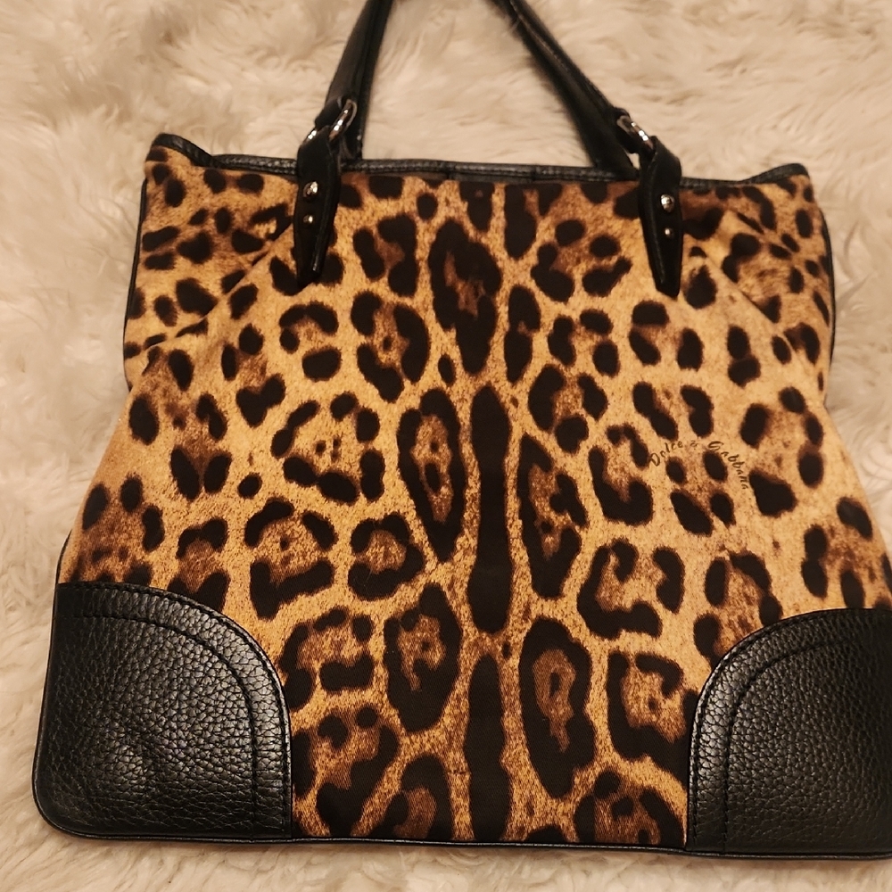 Dolce & Gabbana Black and Brown Leopard Print Tote - Picture 6 of 9